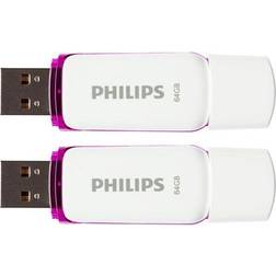 Philips USB 2.0 2-Pack 64GB Snow Edition Mag. [Levering: 4-5 dage]